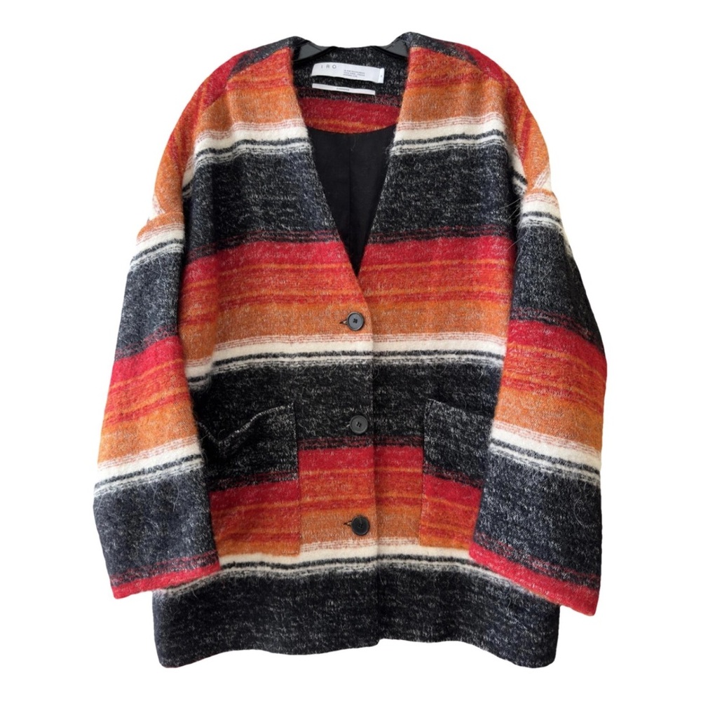 IRO Experience Red and Orange Cotton Mohair Cape Jacket